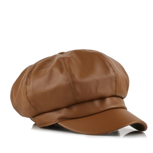 Sombrero de cuero estilo Newsboy para mujer miniatura 4