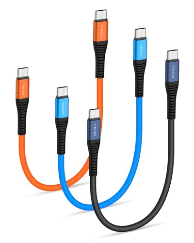 Short USB C to Cable 6 inch, Soft Silicone 60W Fast Charging Cord Type-C Compatible with iPhone 17/16/15 Samsung Galaxy S23 S22 Google Pixel, iPad for Power Bank/Car/Office/Travel