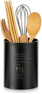 Utensil Holder Cutlery Pot Kitchen: Stainless Steel Black Utensil Jar Vintage Nordic Style Cutlery Caddy Durable Storage Container Flatware Organisers with Matt Surface Save Drawer Countertop Space