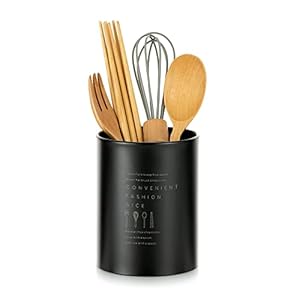 Gebruiksvoorwerp Houder Bestek Pot Keuken: Roestvrij Staal Zwart Gebruiksvoorwerp Jar Vintage Nordic Stijl Bestek Caddy Duurzame Opbergcontainer Bestek Organisatoren Met Mat Oppervlak Bespaar Lade Aanrecht Ruimte