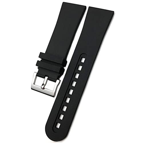 Bracelet montre caoutchouc 23mm noir souple anti-irritation pour Fifty Fathoms