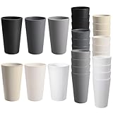 24 Pcs Unbreakable Plastic Cups Set, 20 oz Reusable Plastic Cups, Stackable Water Tumblers, Drinking Cup for Kitchen, Outdoor, BPA-free, Dishwasher Refrigerator and Microwave Safe (20 oz, 6 Colors)