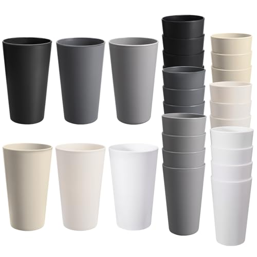 24 Pcs Unbreakable Plastic Cups Set, 20 oz Reusable Plastic Cups, Stackable Water Tumblers, Drinking...