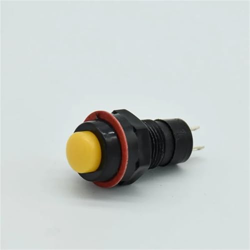 Interruptor de botón pulsador de 10mm momentáneo color amarillo pack de 6 unidades