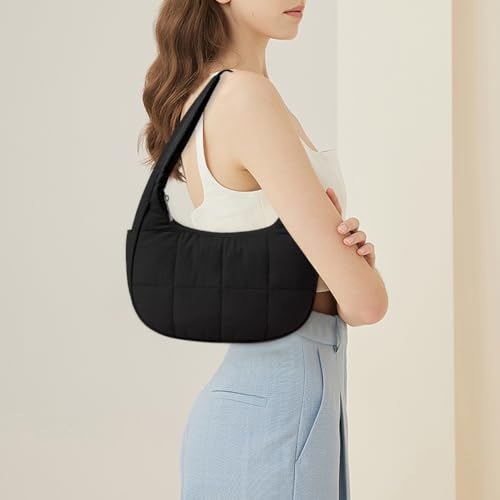 Women’s Puffer Crescent Shoulder Bag - Quilted Nylon Purse with Adjustable Strap & Zipper, Ideal for Work & Travel4