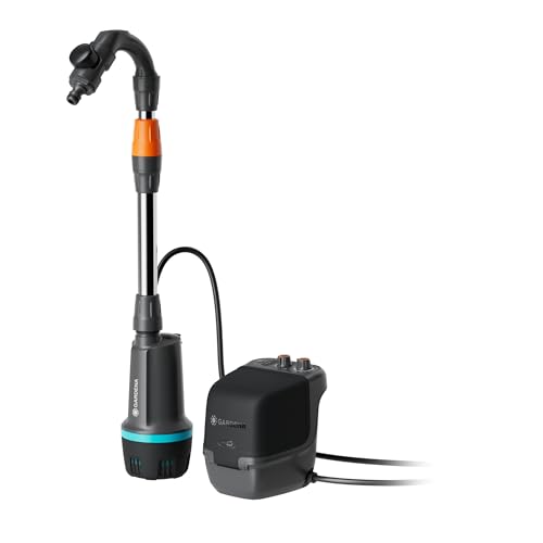 Gardena Akku-Regenfasspumpe 2400 ComfortAutomatic 18V P4A solo Pumpen: Automatik-Funktion, Bewässerungsplaner, Timer-Funktion, Stufenlose Druckeinstellung, Konstanter Druck (14605-55)