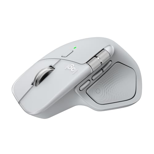 Logitech MX Master 4 for Mac, Ergonomic Bluetooth Mouse with Advanced Performance Haptic Feedback, Ultra-Fast Scrolling, USB-C Charging, MacOS, iPadOS, Windows - White Silver