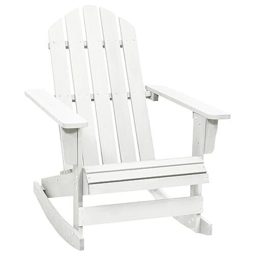 vidaXL Fauteuil à Bascule Chaise Détente Bois Blanc Jardin Salon Balcon Patio