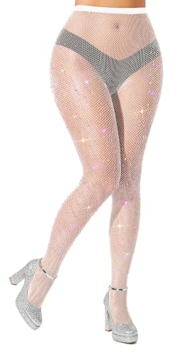 Image of VEBZIN More Sparkly Fishnets Tights Fishnet Stockings Rhinestone Fishnet Tights for Women