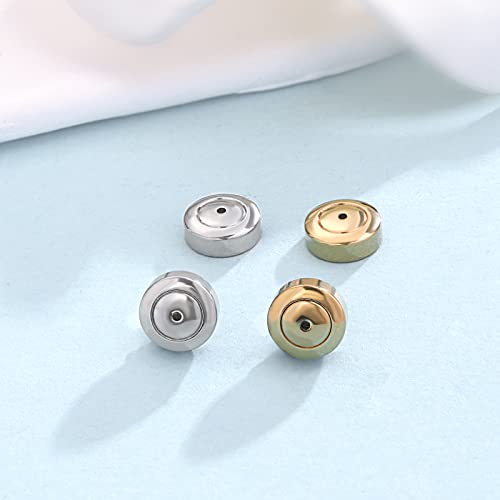 Earring Backs,4Pcs Dics Earring Backs For Studs, Droopy Ears, Heavy Earrings, Secure Pierced Locking Earring Lifters Replacements In White Gold And 18K Gold, Large Heavy Earring Support Backs #TOP2