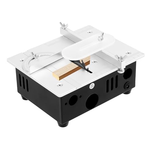 Mini Tischkreissäge & 96W Präzisions Tischsäge - Multifunktionale Tischkreissägen | Tragbare | 7-Gang | 0,1-15mm Sägeblatt-Hubbereich | Inkl. 4 Klingen | Für Holzbearbeitung