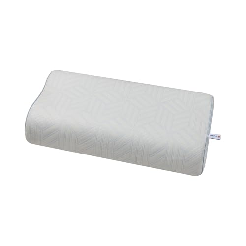 Image of Sleepwell ImpressFit Ortho Adaptive Memory Foam Pillow | White & Blue |100% Pure Memory Foam | Dual Height for Neck & Head Support | Medium Soft Bed Pillow | Back Sleepers | 24x16 inches | Pack of 1