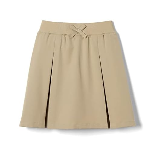 French Toast Girls Pull-on Kick Pleat School Uniform Scooter Skirt, Khaki, 6X US