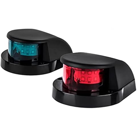 Sebnux LED Boat Navigation Light Red and Green LED Marine Navigation Light Boat Bow Light for Pontoon and Small Boat (Black New Version) Cover
