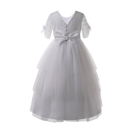 Pettigirl Girls White 1st Communion Lace Clothes Size 4 5 6 7 8 9 10 12 14 Kids Juniors Vintage Wedding Tulle Dresses2