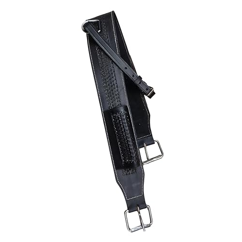 Hulara Western Carved Leather Rear Flank Back Saddle Girth Cinch Belt with Bucking Strap Comfytack |Premium Flank Cinch Leather Belt Horse Girth Black