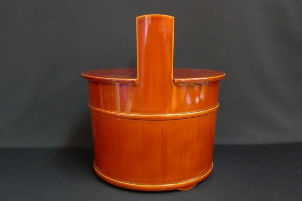 Amazon.co.jp: N118 飛騨春慶塗 割蓋付手桶水指 高さ23cm 水差し