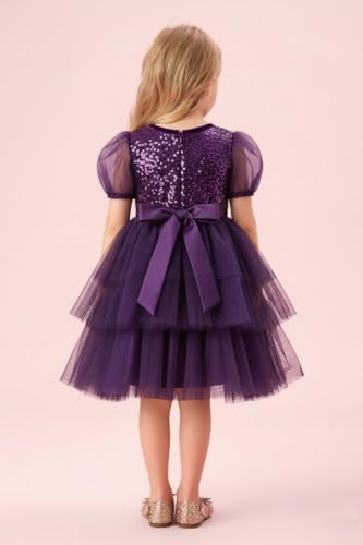 Image of Girls Dress Velvet Sequin Birthday Gown for Ages 1 to 7 Years Kids Frock Western Wedding Outfit Children Clothing Set Fancy Frocks for Little Baby Girl Stylish Modern Attire