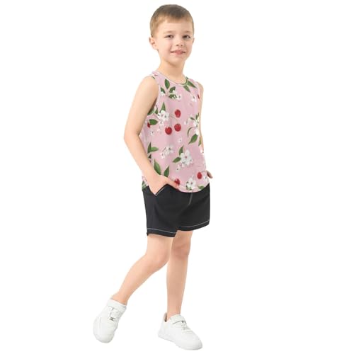 susiyo Cherry Fruits Flowers Boys Sleeveless Tank Top Girls Athletic T Shirt4