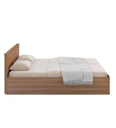 Image of Cristo Queen Bed for Bedroom with Box Storage | Engineered Wood | Exotic Teak Finish | Elegant and Durable | Knock Down | 3 Years Warranty