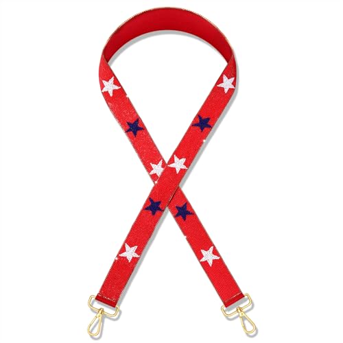 Image of 4th of July Purse Strap Red White Blue Beaded USA Star Purse Strap Replacement American Independence Day Outfits