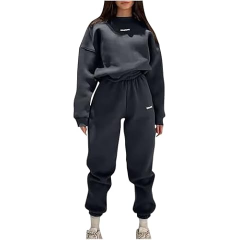 Lastesso two piece workout sets for women Sweatsuits Women 2 Piece Outfit Plus Size Lounge Tracksuits Crew Neck Letter Sweatshirt Matching Active Pants same day delivery items Cover