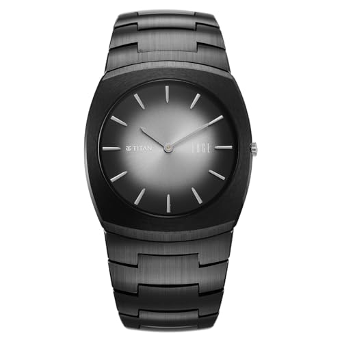 Image of Titan Edge Fumage Quartz Analog with Black Dial Black Ceramic Strap Watch for Men - 10055NC01