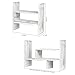 MyGift Adjustable Whitewashed Solid Wood Desktop Storage Organizer Display Shelf Book Rack, Office Desk Bookshelf