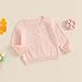 Kids Little Girls Button Front Crop Sweater Cardigan Solid Color Crew Neck Long Sleeve Knit Spring Fall Tops (Pink, 2-3 Years)