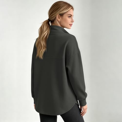 Quarter Zip Sweatshirt Women Loose Fit Fleece Lined Sweatshirt Sweat Shirt - image 5
