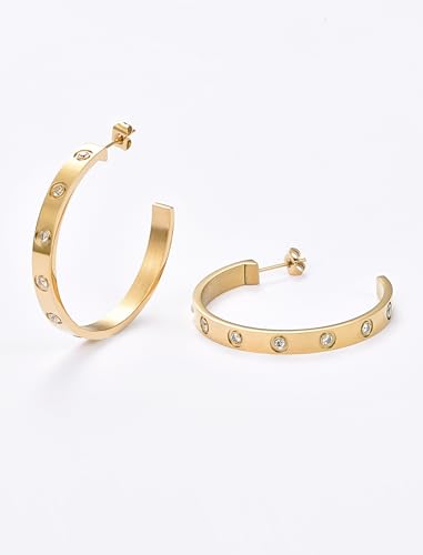 Love Friendship Hoop Earrings Set for Women 18K Gold and Silver Stainless Steel with Cubic Zirconia Stones Jewelry3