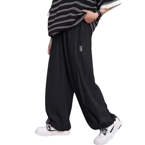 Boys Parachute Pants Casual Baggy Wide Leg Sweatpants Kids Adjustable Drawstring Athletic Joggers Fall Winter Pants