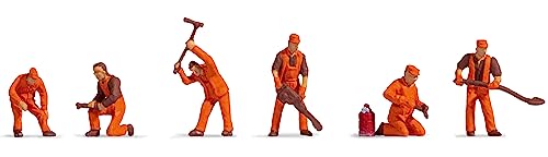 NOCH H0 Figuren NOCH Gleisbautrupp, Hobby-Figuren, ideales Zubehör für Modelleisenbahn in Spur N, Orange