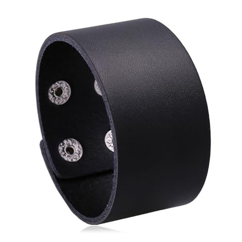 Mens Womens Punk Rock Simple Blank Wide Pu Leather Cuff Bracelet