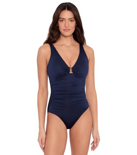 Lauren Ralph Lauren Women's Tummy Control One Piece Swimsuit (Dark Navy, 12)