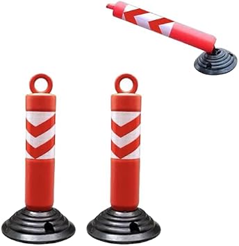 Safety Bollards Parking Bollards Steel Traffic Barrier,Safety Cones,Plastic Security Parking Bollard,Driveway Pathway Barrier Stanchion Not Fall Down,Traffic Delinea-55cm 21 5/8in Height