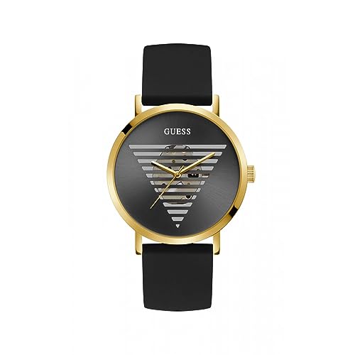 Montre GUESS homme noire dorée bracelet chic cadran analogique