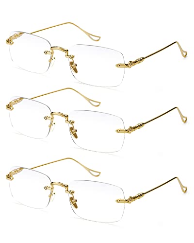 Image of TERAISE Frameless Metal Reading Glasses for Men /Women Blue Light Blocking -Rimless Fashion Comfortable Computer Eyeglasses