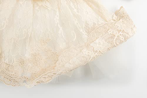 Lal & Luna Newborn Baby Girl Lace Dress Set, 4Pc Outfit For Special Occasions (Gold, Ivory) #TOP7