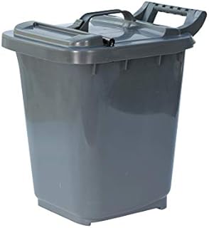 All-Green Kerbside Compost Caddy with Locking Lid - Dark Grey - for Food Waste Recycling (23 Litre) - 23L Plastic Composting Kerbside Bin with Composting Guide & Compostable bag