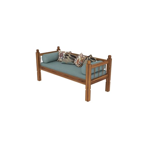 Image of Solid Sheesham Wood Sofa 2 Seater Sofa Diwan Bed for Home Living Room Wooden Couch Diwan Sofa Settee for Living Room and Office | Rosewood Three 2 Seater Sofa (Honey, 2 Seater)