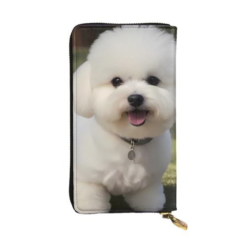 Bichon Frise Dog Prints Leather Long Clutch Wallet for Fashionable Girls and Women - Durable, Stylish, and Functional, Black, One Size