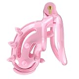 Invisible Cage Men's Practice Cage (Flat Ring) with Removable Silicone Spikes to Guard Your Innocence and Secrets (US-A170) (Pink, C7P)