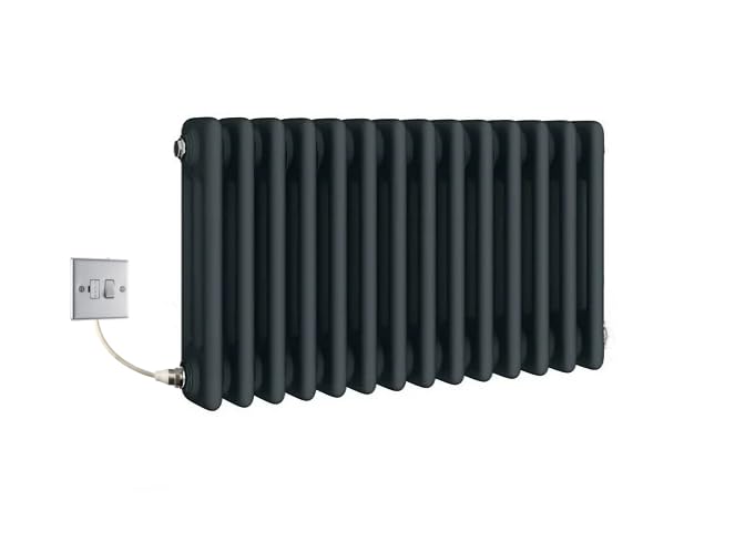 Manissa Electric Anthracite Traditional Column Radiator with PTC Element Old Cast Iron Type School Radiator + 7 Day Timer/Thermostat (3 Column 300mm H x 605mm W)