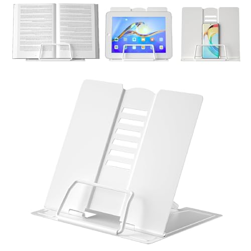 Soporte de Libro de Metal Plegable,Atril para Libros de Estudio,Soporte de Libros Multifuncional,6 Ángulos Ajustables Soporte Libros para Recetas Libros de Texto Libros de Música