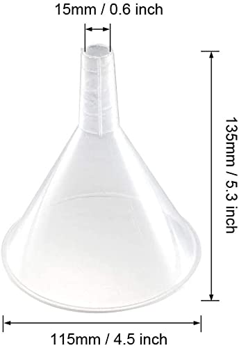 XYWHPGV 24pcs entonnoirs en plastique transparent 4,5 pouces de diamètre. Outil de remplissage par transfert buccal pour le remplissage de bouteilles Parfums Huiles essentielles Produits chimiques de