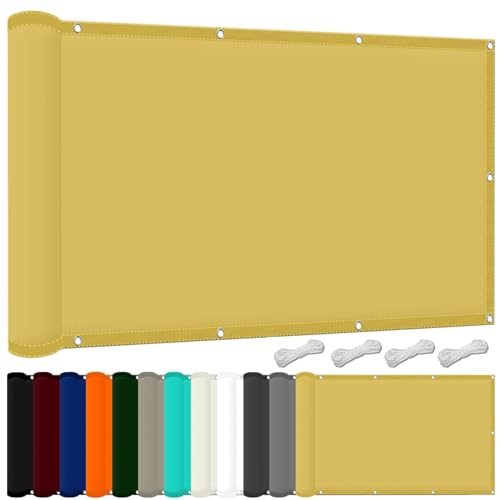 Filet d'ombrage 210x220 cm jaune sable imperméable et résistant pour terrasse - 2