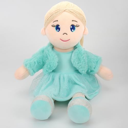 Image of Mirada Huggable Bella Gudiya /Doll Soft Toy for Girls /Kids -42 cm |Cute Cuddle Companion | Washable and Super Soft Fabric Body |Stuffed Plush | Ideal Gift for Rakhi /Raksha Bandhan- Green Jacket