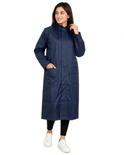 Image of Hood long rain coat full length Women heavy waterproof bike ladies school girls wear raincoats