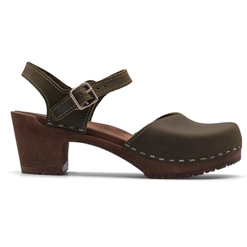 Image of Sandgrens Handmade Swedish Wood Clogs for Women, High Heel Sandal | Victoria